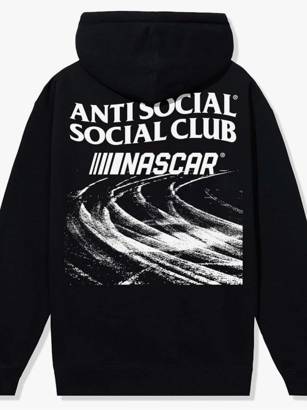 Anti Social Social Club Black Hoodie with White NASCAR Graphic